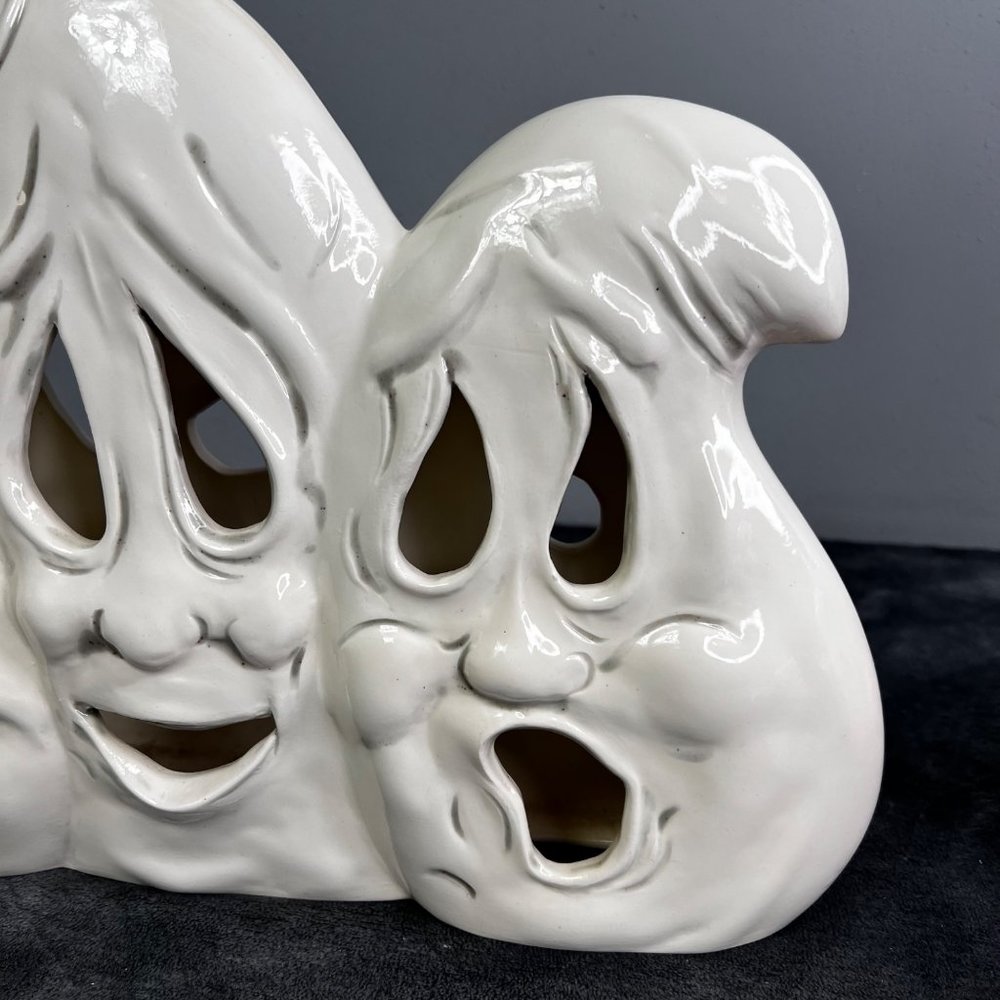 Vintage Halloween Ghost Lighted Decoration Holland Mold Trio Ceramic Figurine - Picture 10 of 15